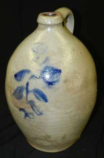 1850’s Bachelder 3 gallon Decorated Ovoid Jug Stoneware  