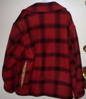 Vintage Woolrich Mens 100% Wool Red & Black Plaid Hunting Jacket Coat 