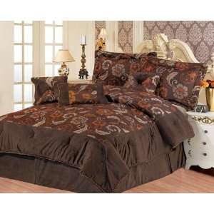  7Pcs Queen Bridget Chocolate Microfiber Comforter Bedding 