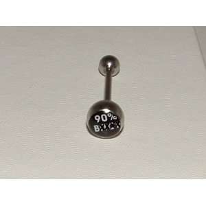 Rated (90% BXXXX) Logo Tongue Ring Barbell 316L Stainless Steel Body 