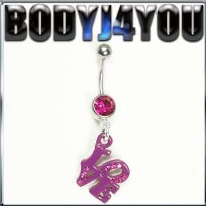  Belly Ring Love Dangles with Stones 14g Belly Button Navel 