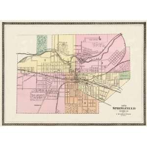  SPRINGFIELD OHIO (OH) PLAN OF THE CITY MAP BY J. DOUGLASS 
