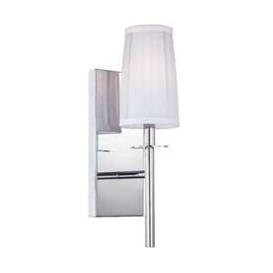   Chrome Finish with White Opal Glass with Silver Organza Fabric Shade