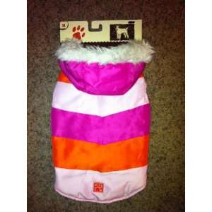  Pink and Orange Striped Dog Coat (M)