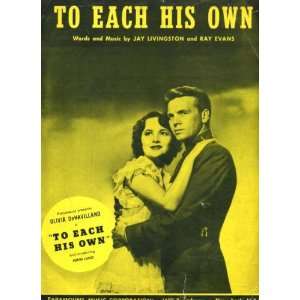  Each His Own Original 1946 Vintage Sheet Music from To Each His Own 