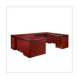   Executive U Shape Wood Desk in Russet Mahogany