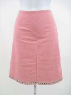 TOCCA Pink Wool Straight Beaded Trim Skirt Size 4  
