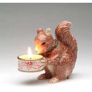  Holiday   Holly Berry Holiday   Squirrel Tea Light Holder 