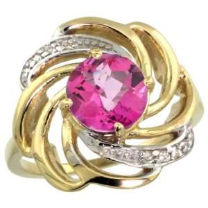  14k Gold ( 8 mm ) Stone Engagement Pink Topaz Ring w/ 0.05 