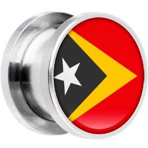  20mm Stainless Steel Timor Leste Flag Saddle Plug Jewelry