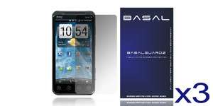 3x BasalGuardz HTC EVO 3D Premium Quality Anti Glare Screen Protectors 