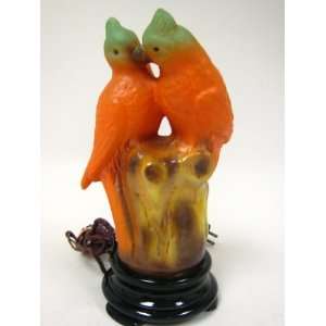  Tiffin Glass Lovebirds Lamp