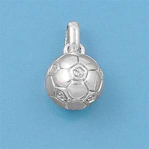  Sterling Silver Mini Soccer Ball CZ Stud Pendant Jewelry