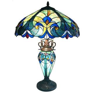 TIFFANY STYLE DOUBLE LIT TABLE LAMP LAMPS NEW  