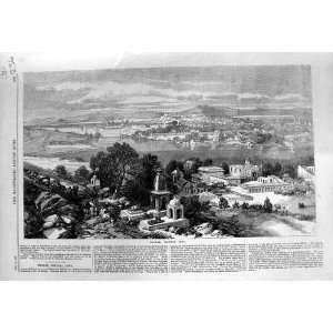  1868 VIEW BHOPAL CENTRAL INDIA BUILDINGS OLD PRINT
