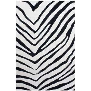   Area Rug V Stripe Zebra 5 x 8 Carpet Wool Black Furniture & Decor