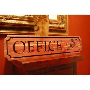  Carved Wood Cedar Office Sign 