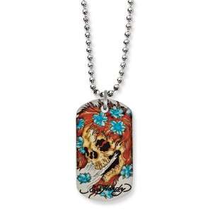   Steel Designers Big Ghost Painted Dog Tag 24in Necklace Jewelry