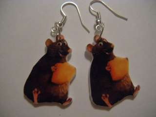 Cartoon Rat holding cheese earrings ratatouille jewelry  