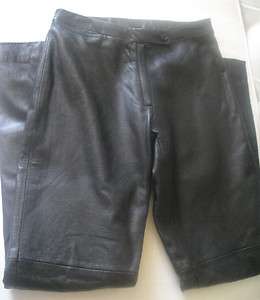 BCBG MAX AZRIA BLACK LEATHER WOMEN FLAT PANTS boot leg SIZE 0 mint 