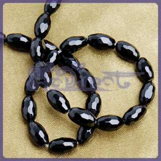 Faceted Oval DESIGN Black Onyx Gemstone PENDANT 84 Bead  
