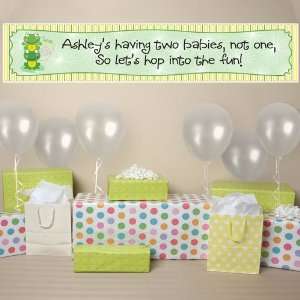  Banner   Twin Froggy Frogs   Personalized Baby Shower 