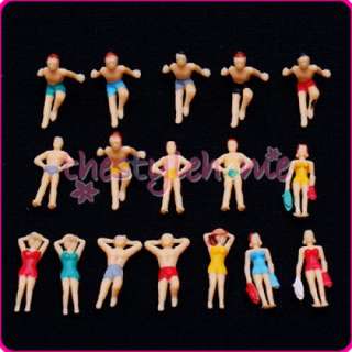   Painted Model Train swimming People Figures Scale HO 1100 Beach Theme