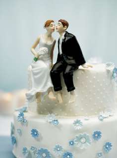   Bride & Groom Wedding Cake Top Topper Couple Beach Summer Kiss  
