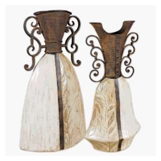  Set of 2 Thessa Metal Vases