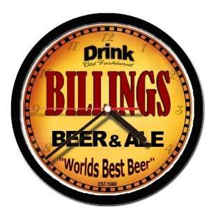  BILLINGS beer and ale cerveza wall clock 