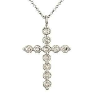    prong Set Round Diamond Cross Pendant on Chain .99cttw Jewelry