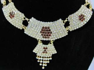 Victorian Necklace Cubic Zircon and Ruby Stone Designer Jewelry  