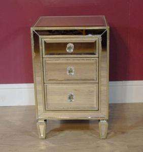 Deco Mirrored Bedside Table Chest Night Stand  
