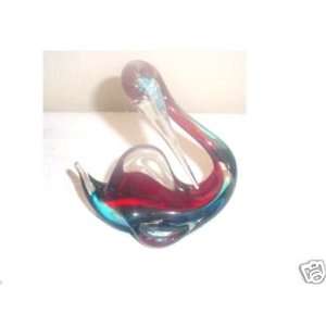  Large Red & Blue Glass Bird 