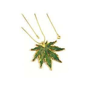  REAL LEAF Japanese Maple Necklace Pendant Green & Chain Jewelry