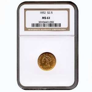 1852 Gold $2 1/2 Liberty Head MS61 