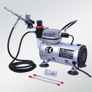  Dual Action Airbrush Kit Air Compressor with 3 Needles 