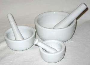White Porcelain Mortar & Pestle Set AZ LMOR3  
