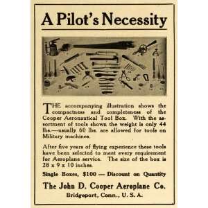  1918 Ad John D Cooper Aeroplane Pilot Aeronautical Tool Box 