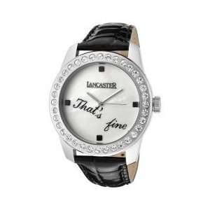   Plus Ultra White & Black Crystal White MOP Black Calf Leather Watch