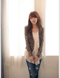 NWT Hot Leopard V neck Double breasted Long Sleeve Jacket Outwear Top 