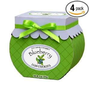 Too Good Gourmet Blueberry Jam Jar Cookies, 8 Ounce Green Boxes (Pack 