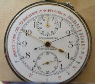 HEUER SPHYGMOMETRE CHRONOGRAPH Silver Pocket Watch 1907  