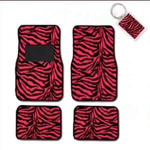   Floor Mats for Cars / Truck and 1 Key Fob   Zebra Hot Pink Automotive