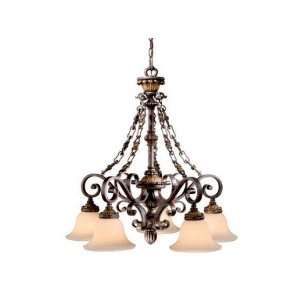  Vaxcel Dynasty 5 Light Chandelier in Forum Patina   DY 