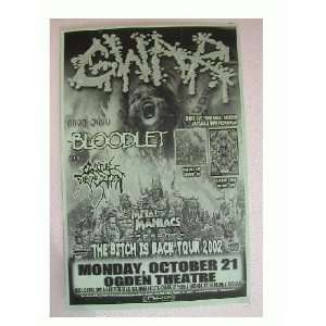  GWAR Handbill Poster w/ Bloodlet Shot of Carnage 