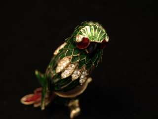 Rare Vintage Jeweled Parrot Perfume Fragrance Bottle, Enamel Paint 