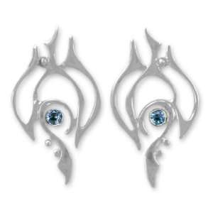  Blue topaz button earrings, Bluebird Jewelry