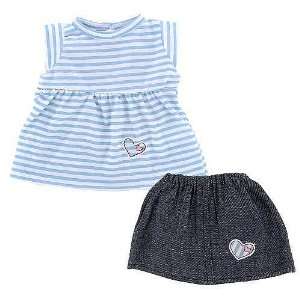   Outfit   Blue & White Striped Top with Jean Skirt Toys & Games
