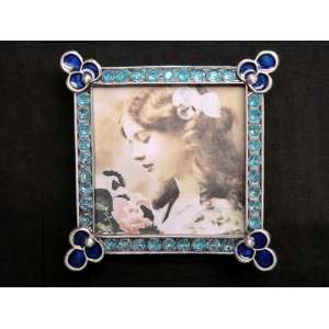 Blue Picture Frame with Rhinestones 